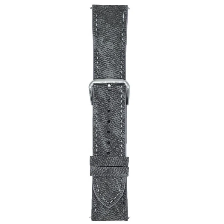 For Samsung Galaxy Watch7  /  Watch6 Watch Bands Universal 20mm Leather Wrist Strap with Steel Buckle - Grey