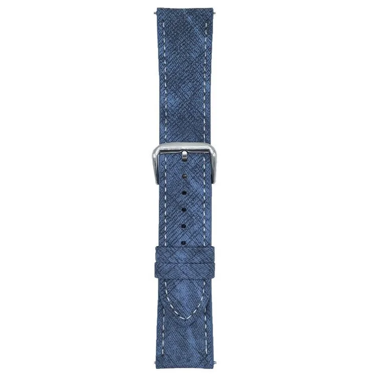For Huawei Watch GT 5 46mm Watch Bands Universal 22mm Leather Wrist Strap with Steel Buckle - Bright Blue