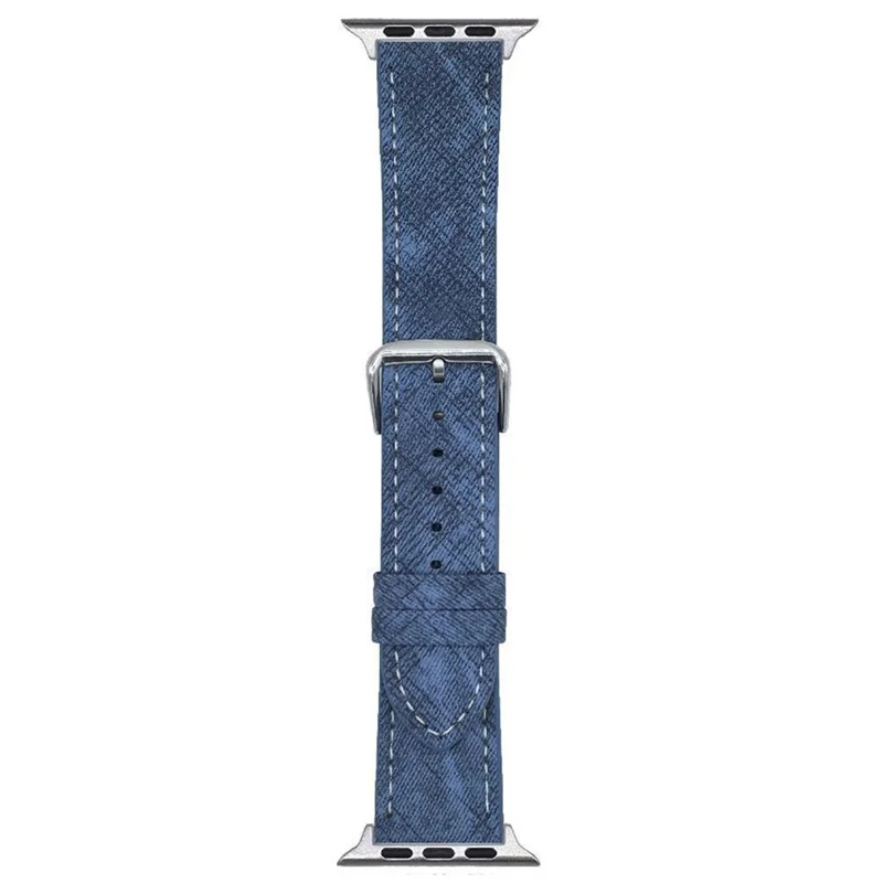 Watch Bands For Apple Watch Ultra 3 2 1 49mm / Series 11 10 46mm / 9 8 7 45mm / SE3 SE2 SE 6 5 4 44mm / 3 2 1 42mm Leather Wrist Strap with Steel Buckle - Bright Blue