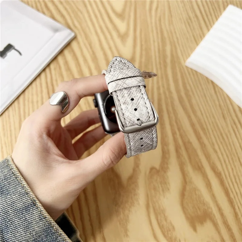 Watch Bands For Apple Watch Ultra 3 2 1 49mm / Series 11 10 46mm / 9 8 7 45mm / SE3 SE2 SE 6 5 4 44mm / 3 2 1 42mm Leather Wrist Strap with Steel Buckle - Bright Blue