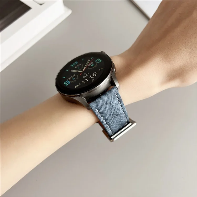 Para Samsung Galaxy Watch7 / Watch6 Pulseiras Universal 20mm Pulseira de Couro Ajustável - Índigo