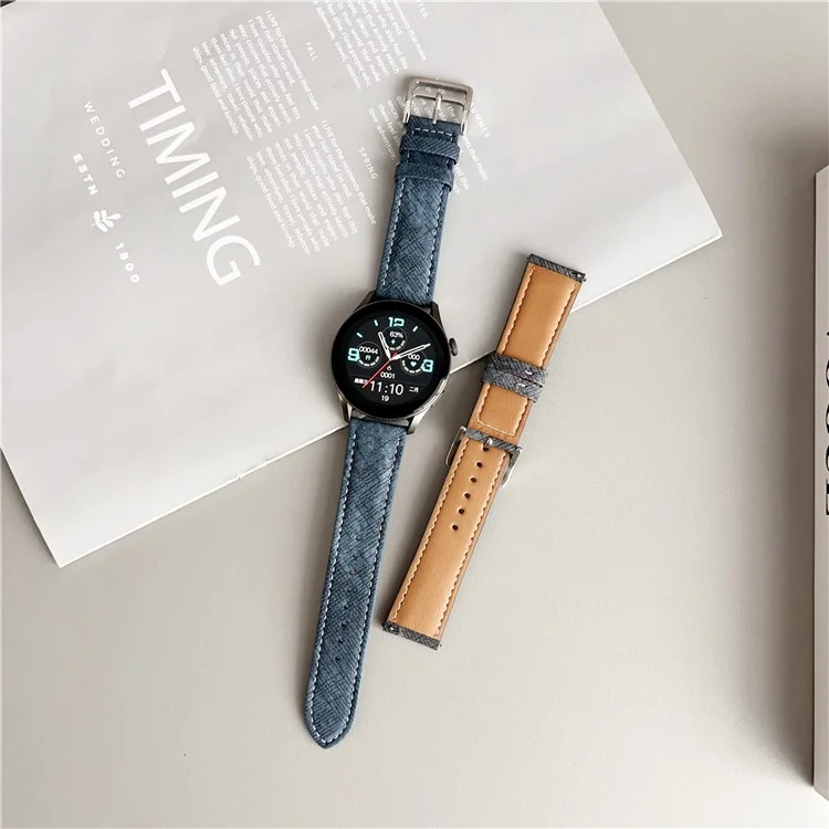 Para Samsung Galaxy Watch7 / Watch6 Pulseiras Universal 20mm Pulseira de Couro Ajustável - Índigo