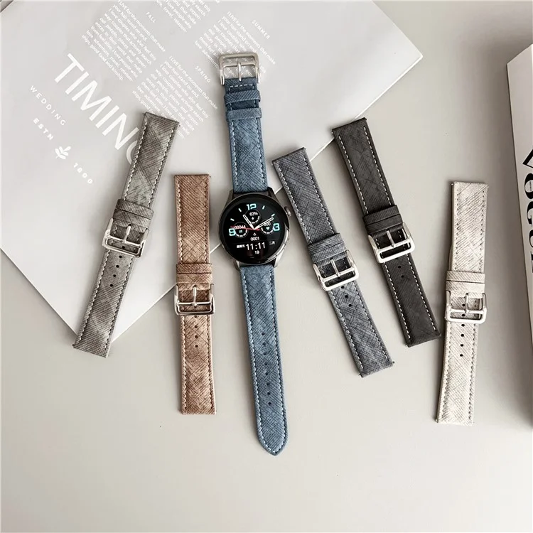 Para Samsung Galaxy Watch7 / Watch6 Pulseiras Universal 20mm Pulseira de Couro Ajustável - Índigo