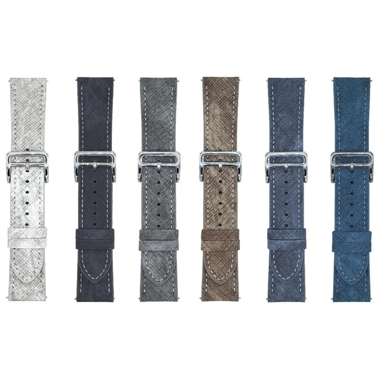 Para Samsung Galaxy Watch7 / Watch6 Pulseiras Universal 20mm Pulseira de Couro Ajustável - Índigo