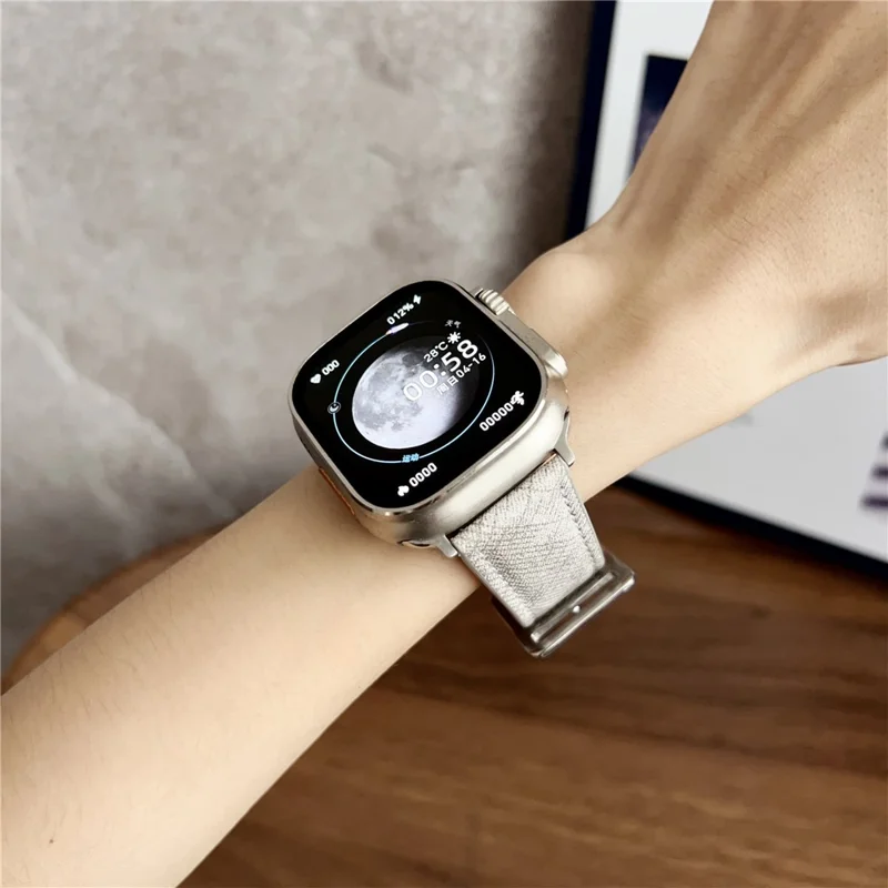 Bracelet en Cuir pour Apple Watch Series 10 Ultra 9 8 7 SE 6 5 4 3 2 1 46mm 49mm 45mm 44mm 42mm Bracelet de Remplacement - Noir