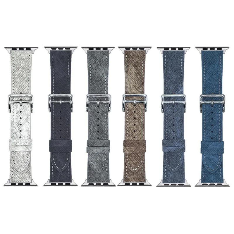 Bracelet en Cuir pour Apple Watch Series 10 Ultra 9 8 7 SE 6 5 4 3 2 1 46mm 49mm 45mm 44mm 42mm Bracelet de Remplacement - Noir