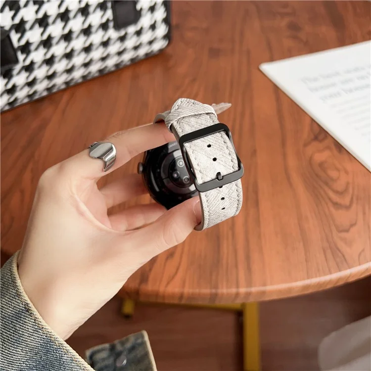 Correa de Cuero con Hebilla de Doble Bucle para Samsung Galaxy Watch7 / Watch6 - Correa Universal de 20mm - Blanco
