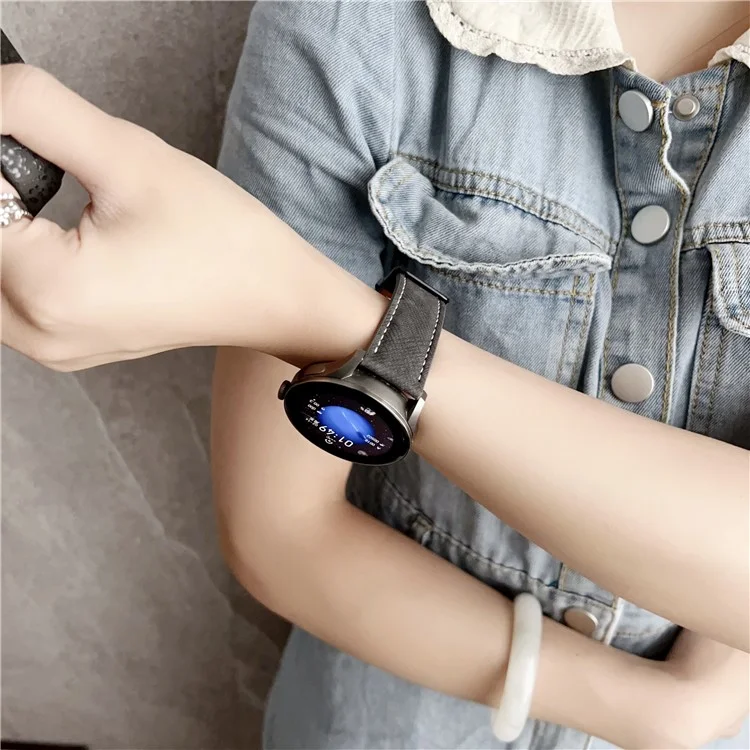 Doppelschlaufen Schnalle Lederarmband Für Huawei Watch GT 5 46mm Uhrenarmbänder Universal 22mm Armband - Schwarz