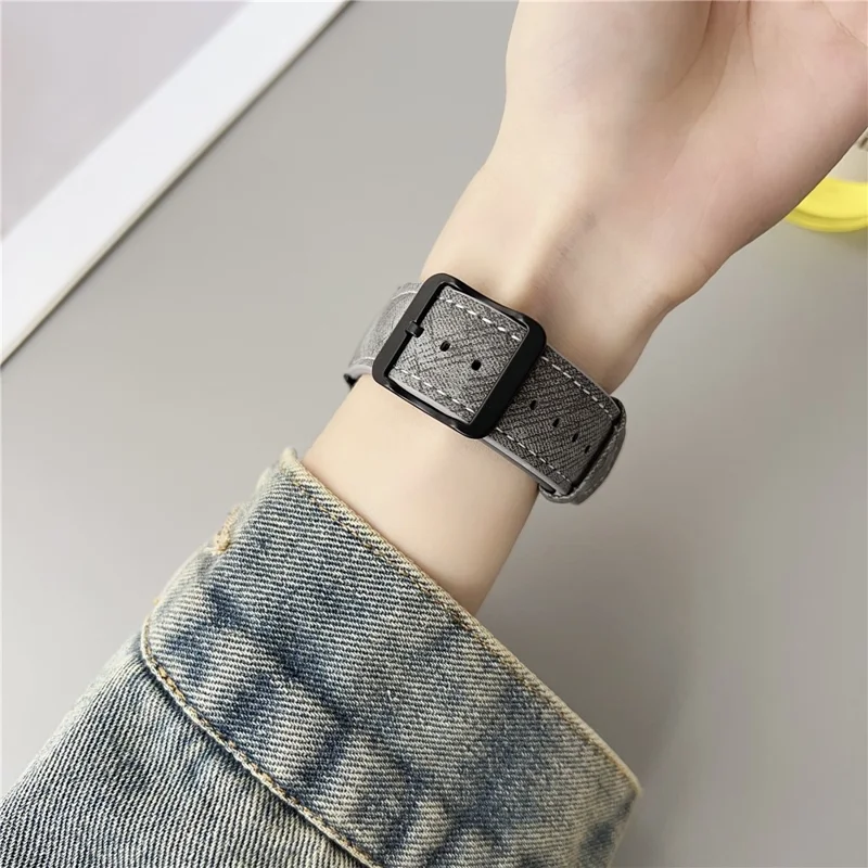 Double Loop Buckle Leather Band For Apple Watch Series 11 10 42mm / 9 8 7 41mm / SE3 SE2 SE 6 5 4 40mm / 3 2 1 38mm Watch Bands Strap - Cream Coffee