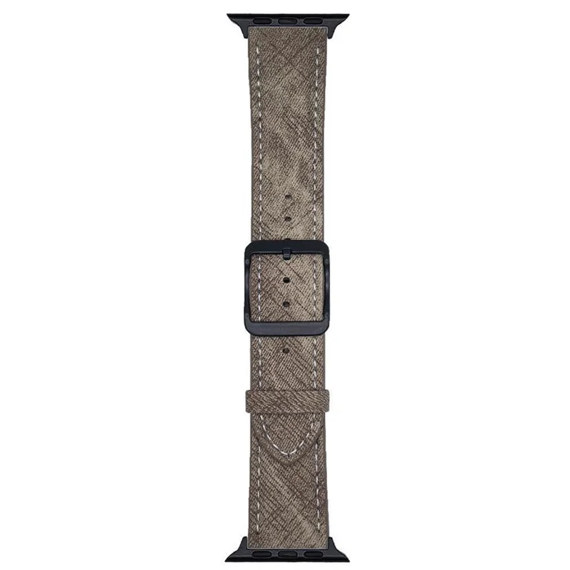 Double Loop Buckle Leather Band For Apple Watch Series 10 Ultra 9 8 7 SE 6 5 4 3 2 1 46mm 49mm 45mm 44mm 42mm Watch Strap - Cream Coffee