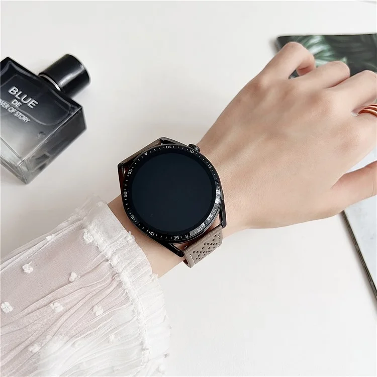 Correa de reloj de cuero de microfibra para Samsung Galaxy Watch7 / Watch6 de 20 mm, transpirable con cierre magnético - Marrón