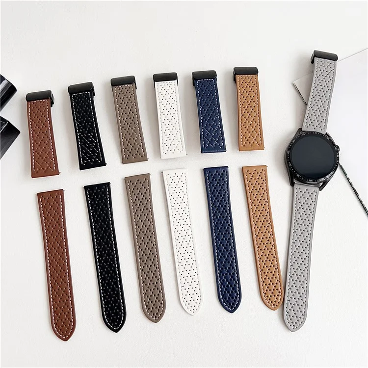 Correa de reloj de cuero de microfibra para Samsung Galaxy Watch7 / Watch6 de 20 mm, transpirable con cierre magnético - Marrón