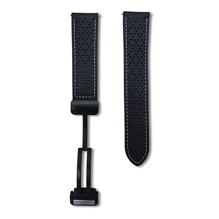 For Huawei Watch GT 5 46mm Microfiber Leather Watch Bands 22mm Breathable Magnetic Strap - Black