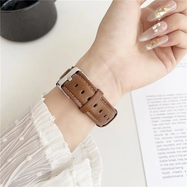 Pour Huawei Watch GT 5 46mm Bracelet 22mm Cuir Texture Crazy Horse - Jaune Marron