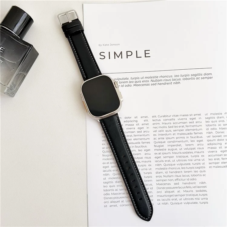 Cinturino per Apple Watch Series 10 Ultra 9 8 7 SE 6 5 4 3 2 1 46mm 49mm 45mm 44mm 42mm Texture Crazy Horse in Pelle - Nero