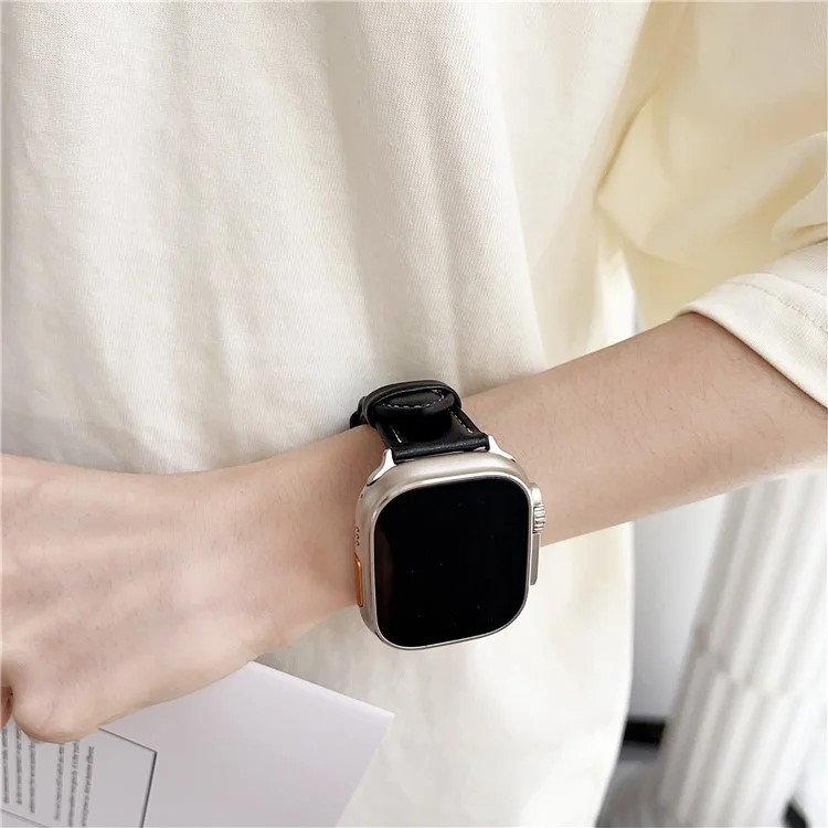 Cinturino per Apple Watch Series 10 Ultra 9 8 7 SE 6 5 4 3 2 1 46mm 49mm 45mm 44mm 42mm Texture Crazy Horse in Pelle - Nero