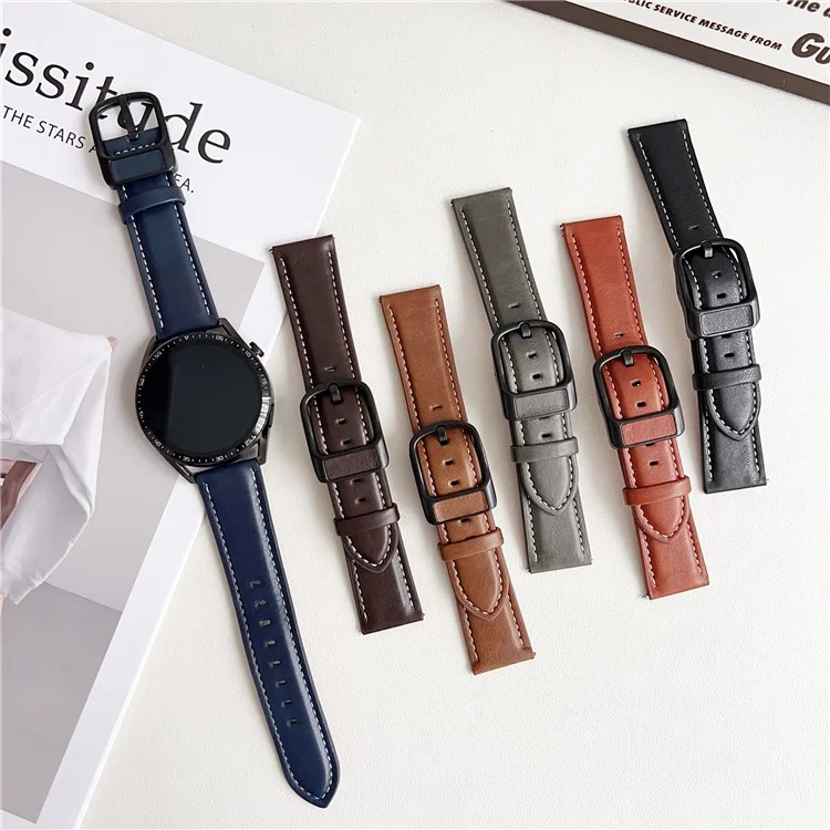 Per Huawei Watch GT 5 41mm Cinturino 18mm Texture Cavallo Pazzo Stile Marsupio Fibbia Cinturino in Pelle - Giallo Marrone