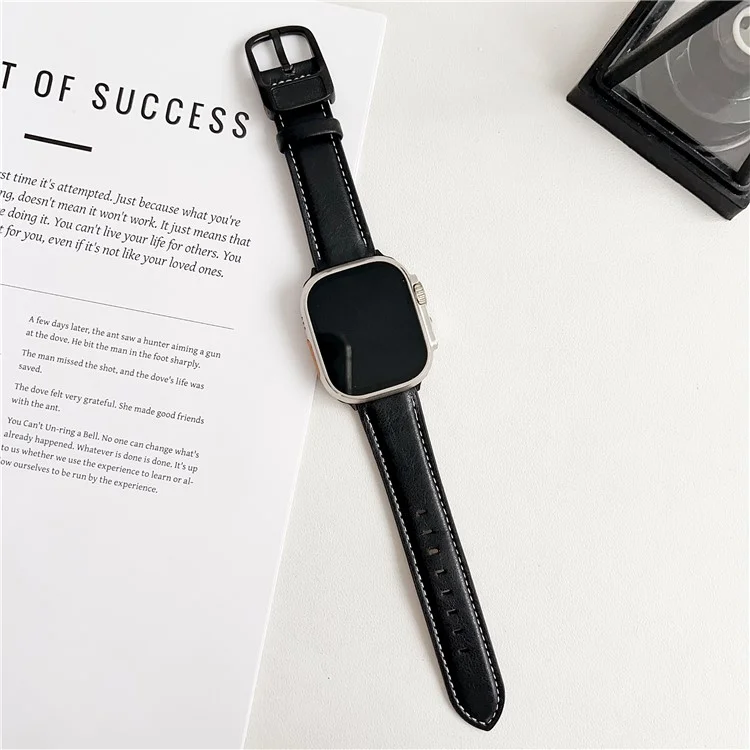 Cinturino per Apple Watch Serie 10 9 8 7 SE 6 5 4 3 2 1 42mm 41mm 40mm 38mm Texture Cavallo Pazzo Marsupio con Fibbia Cinturino in Pelle - Nero Marrone