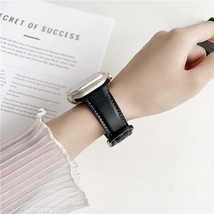 Cinturino per Apple Watch Serie 10 9 8 7 SE 6 5 4 3 2 1 42mm 41mm 40mm 38mm Texture Cavallo Pazzo Marsupio con Fibbia Cinturino in Pelle - Nero Marrone