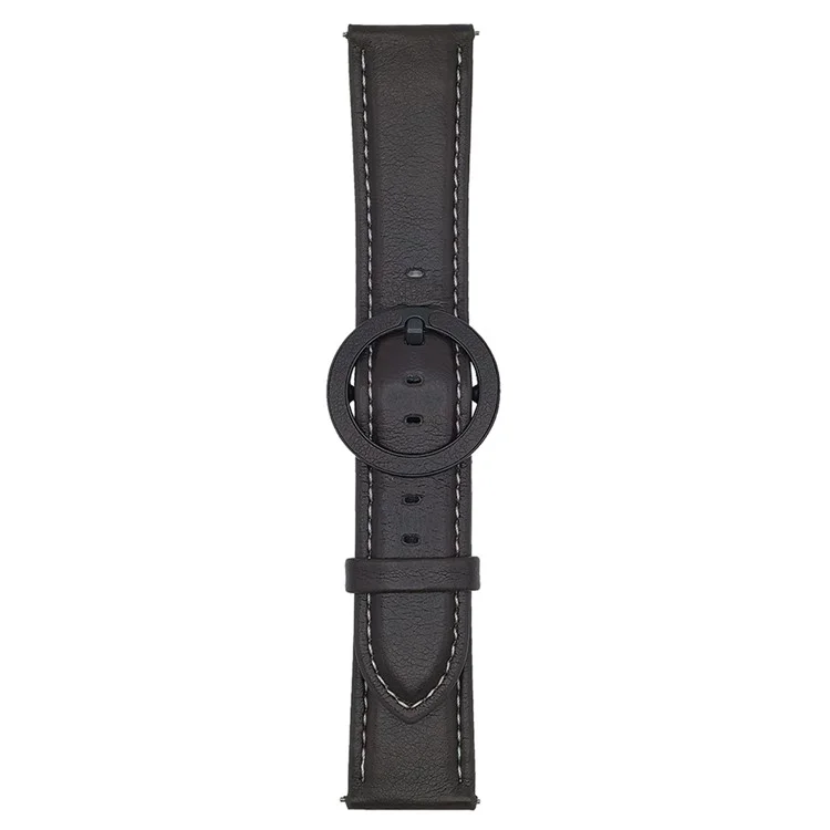 Correa de cuero con textura de caballo salvaje de 20 mm para Samsung Galaxy Watch7 44 mm / 40 mm con hebilla redonda - Negro Marrón