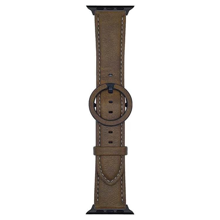 Cinturino in Pelle Texture Crazy Horse con Fibbia Tonda per Apple Watch Series 10 Ultra 9 8 7 SE 6 5 4 3 2 1 46mm 49mm 45mm 44mm 42mm - Marrone Scuro