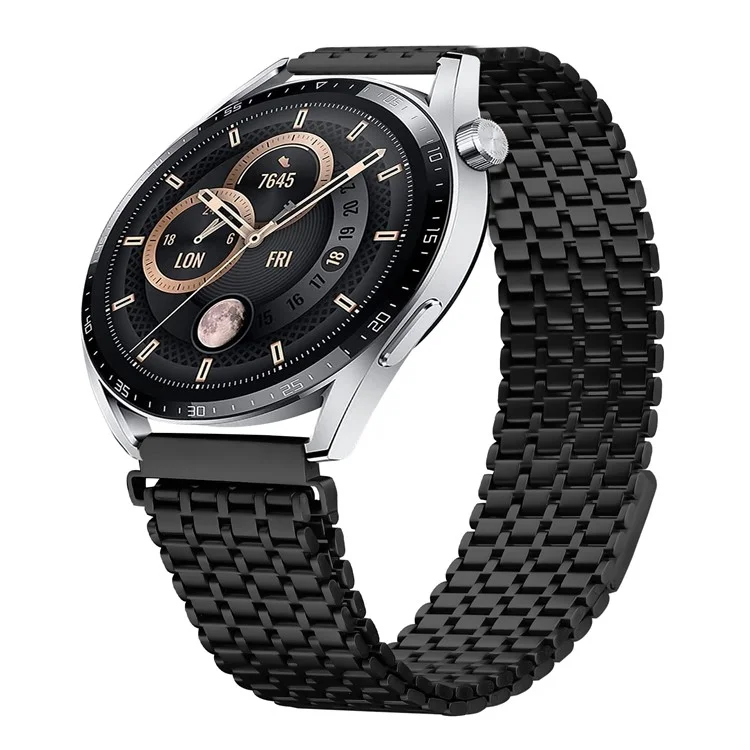 Для часов Huawei Watch GT 5 46 мм Ремешок для часов 22 мм Девятибусинный магнитный браслет из нержавеющей стали - Черный