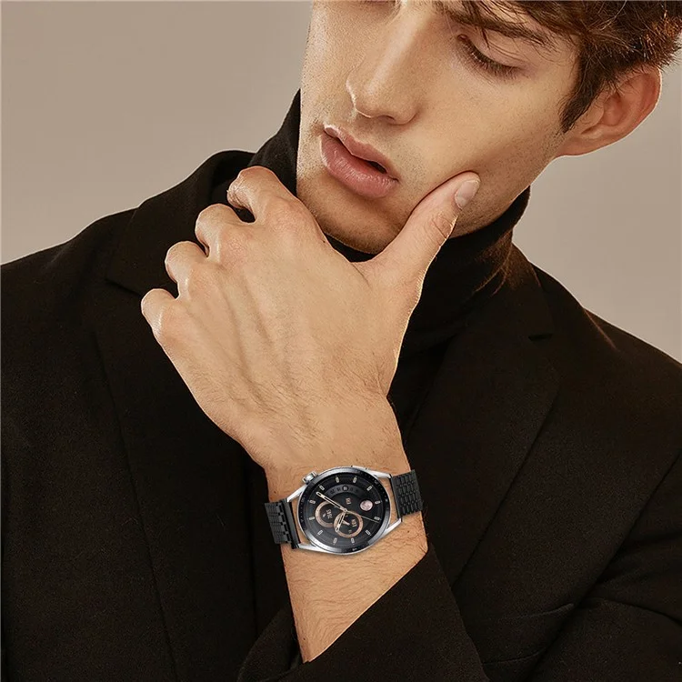 Для часов Huawei Watch GT 5 46 мм Ремешок для часов 22 мм Девятибусинный магнитный браслет из нержавеющей стали - Черный