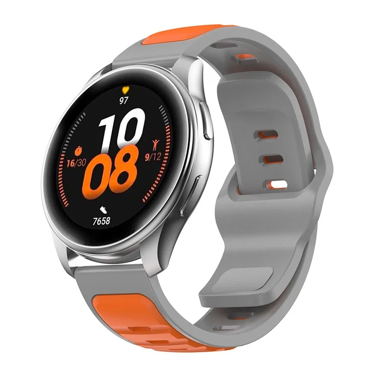 Per Huawei Watch GT 5 46mm / GT 5 Pro 46mm Cinturino in Silicone 22mm Doppio Colore Sportivo da Polso - Arancione / Grigio