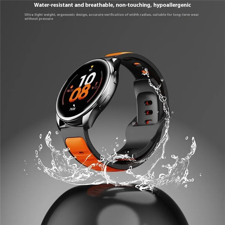 Per Huawei Watch GT 5 46mm / GT 5 Pro 46mm Cinturino in Silicone 22mm Doppio Colore Sportivo da Polso - Arancione / Grigio