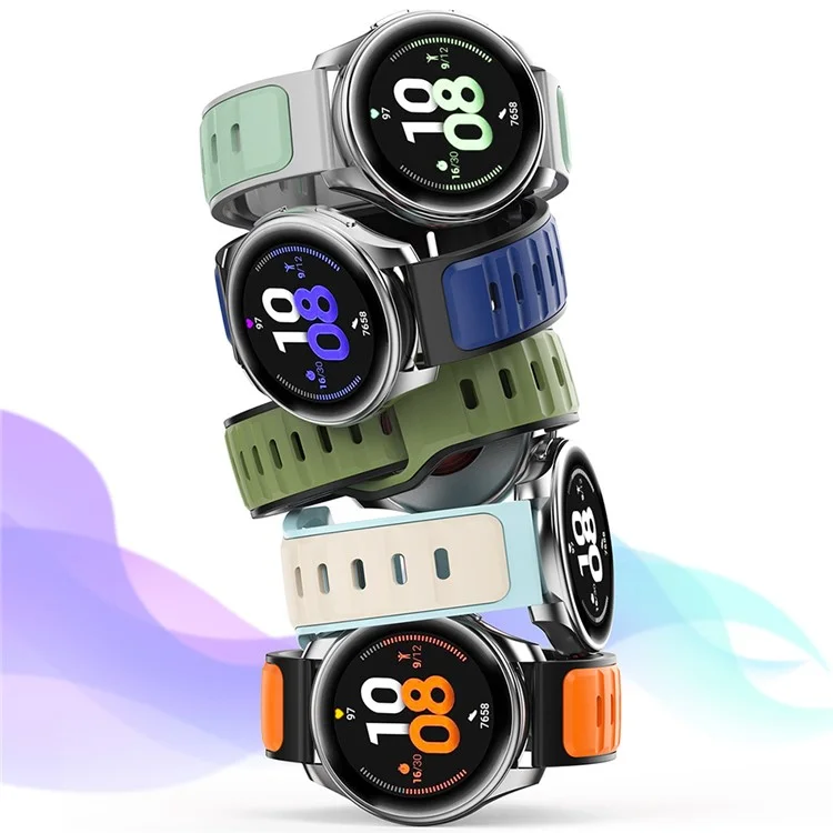Per Huawei Watch GT 5 46mm / GT 5 Pro 46mm Cinturino in Silicone 22mm Doppio Colore Sportivo da Polso - Arancione / Grigio