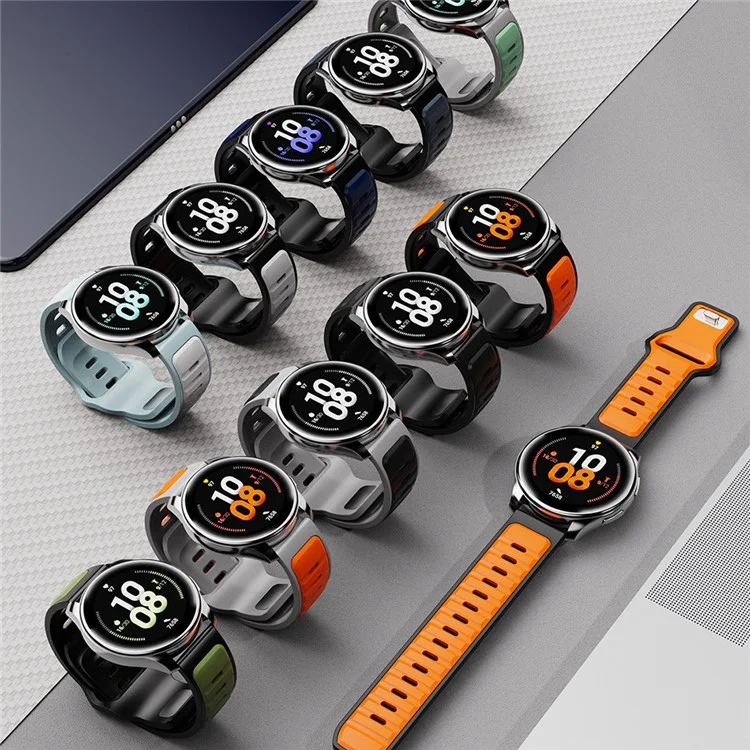 Per Huawei Watch GT 5 46mm / GT 5 Pro 46mm Cinturino in Silicone 22mm Doppio Colore Sportivo da Polso - Arancione / Grigio