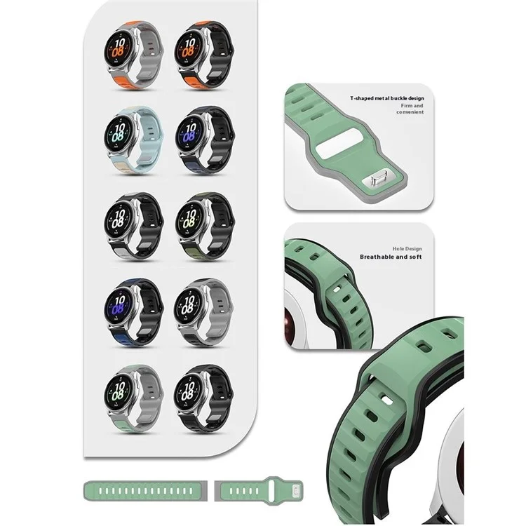 Correa de silicona de 20 mm para Samsung Galaxy Watch7 40mm/44mm/Huami Amazfit Active 2, banda deportiva de doble color para muñeca - Naranja / Negro