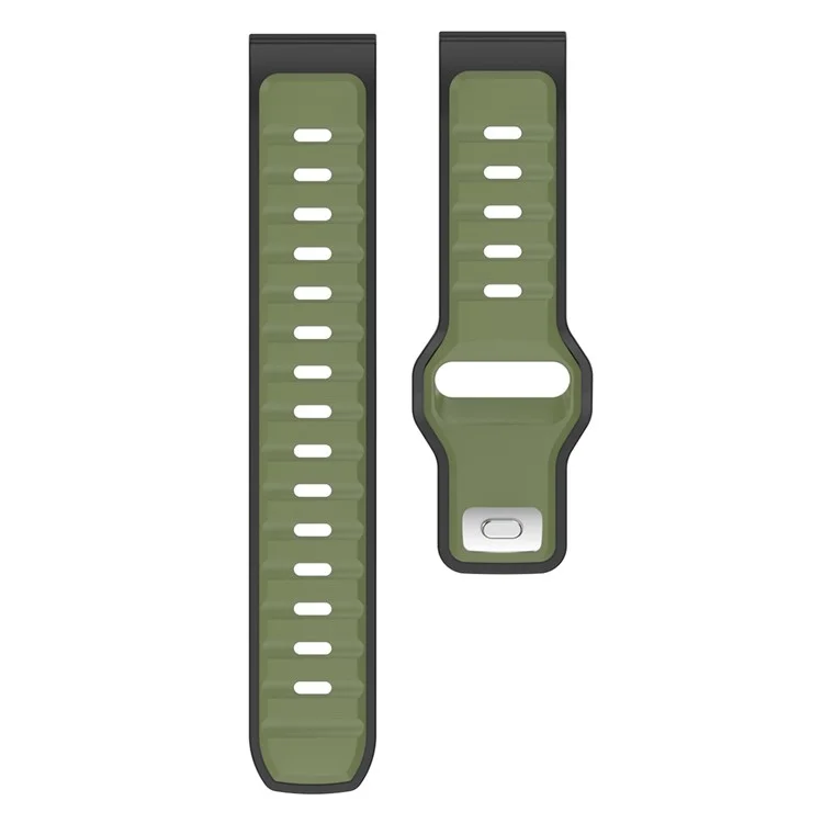 20mm Silicone Strap for Samsung Galaxy Watch7 40mm/44m/Huami Amazfit Active 2 Dual Color Sport Wrist Band - Army Green  /  Black