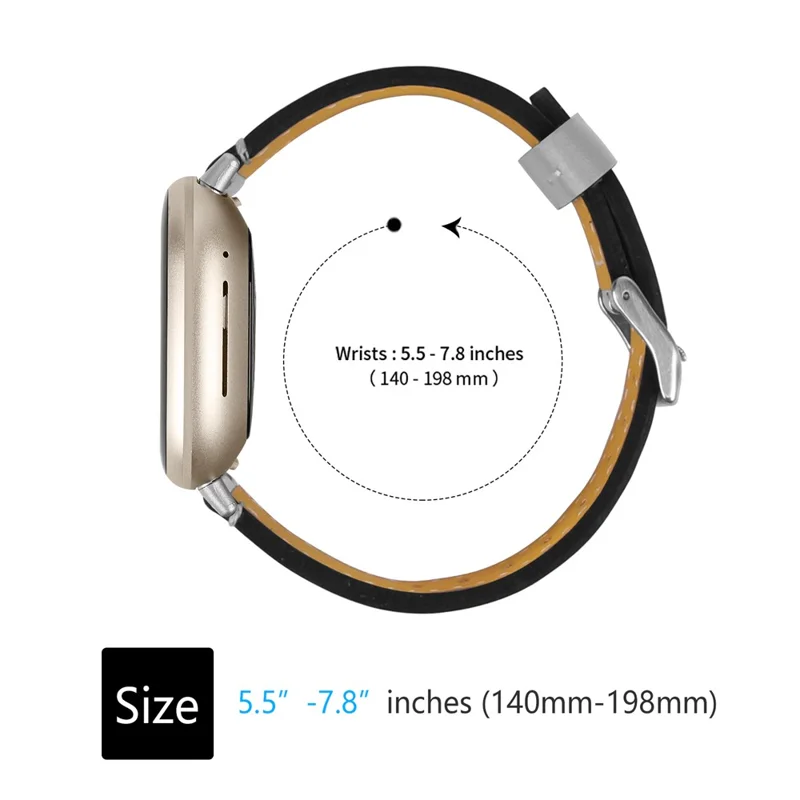 Replacement Genuine Leather Smart Watch Strap Cowhide Wrist Band for Fitbit Versa 3/Sense - Grey