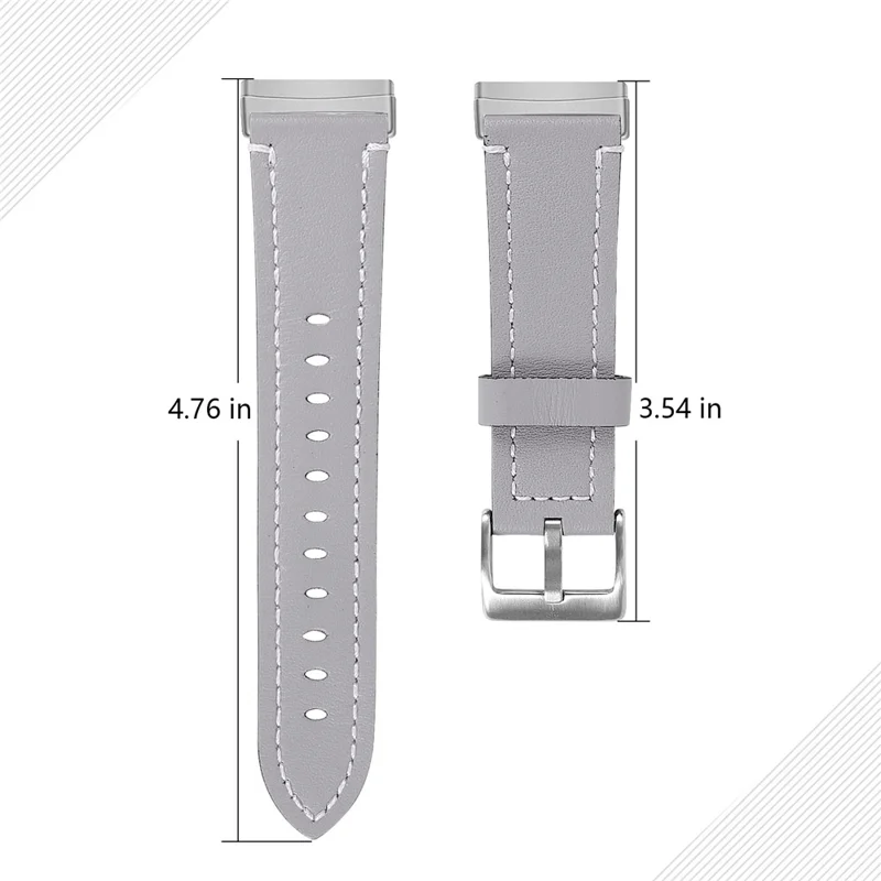 Replacement Genuine Leather Smart Watch Strap Cowhide Wrist Band for Fitbit Versa 3/Sense - Grey