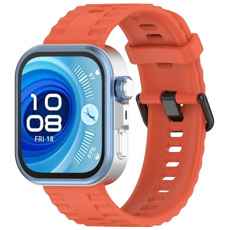 Silicone Strap with Black Buckle for Huawei Watch Fit 4 Pro / 4 / 3 Breathable Watch Band - Orange