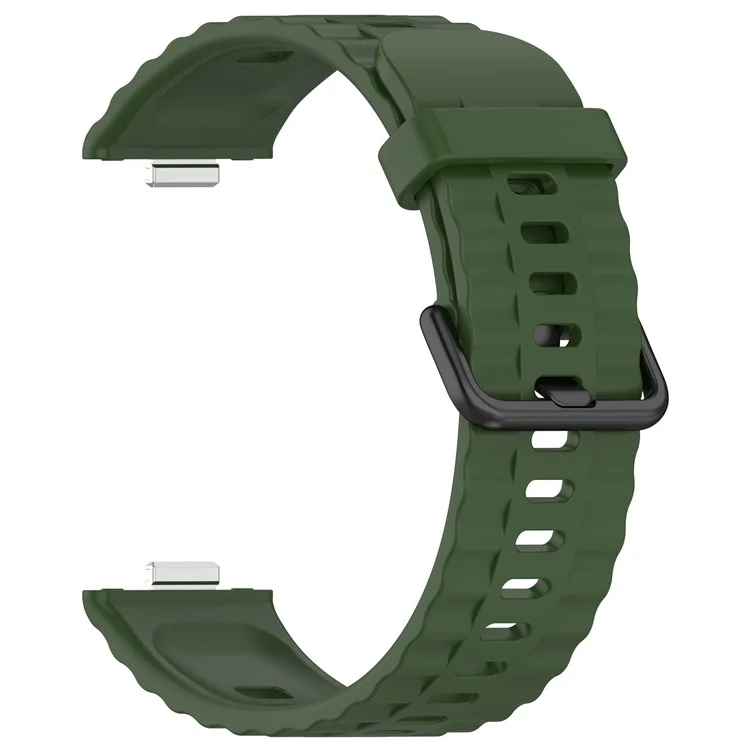 Silicone Strap with Black Buckle for Huawei Watch Fit 4 Pro / 4 / 3 Breathable Watch Band - Army Green