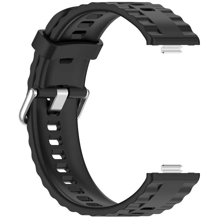 Silikon-Armband mit Silberschnalle für Huawei Watch Fit 4 Pro / 4 / 3 Atmungsaktives Uhrenarmband - Schwarz