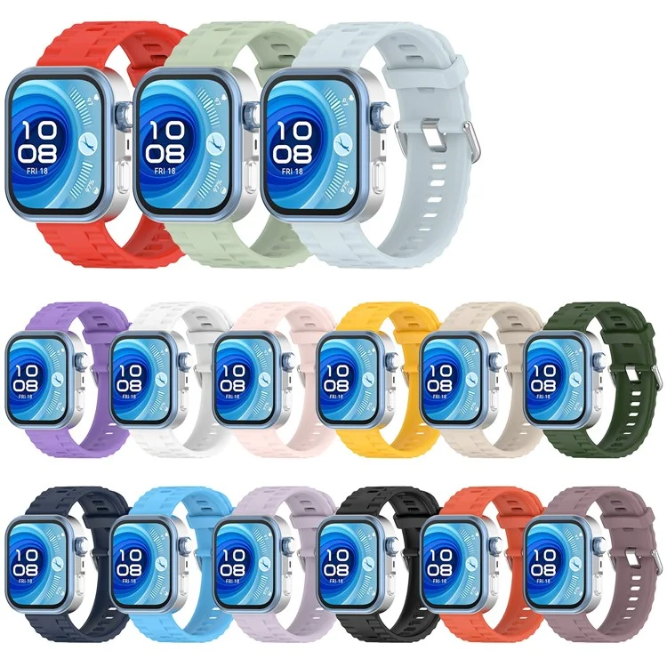 Silikon-Armband mit Silberschnalle für Huawei Watch Fit 4 Pro / 4 / 3 Atmungsaktives Uhrenarmband - Schwarz