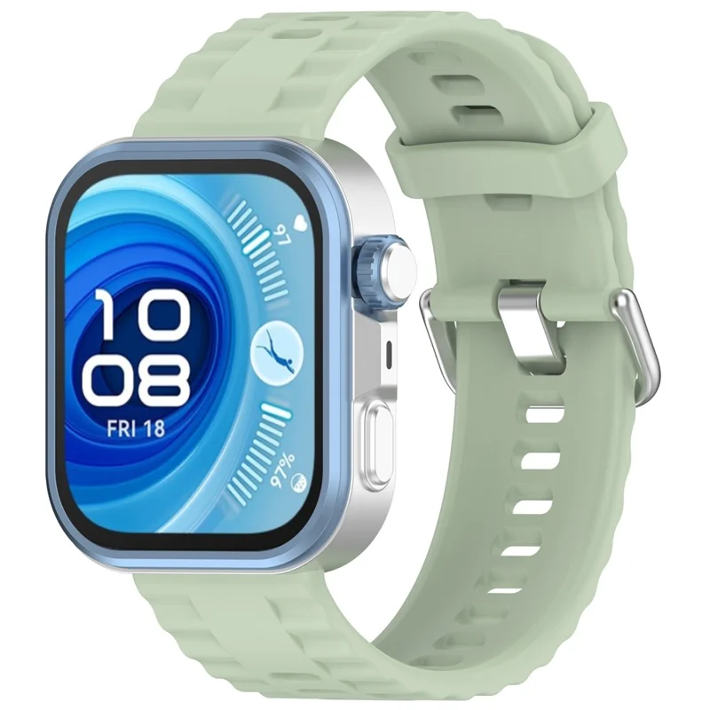 Silicone Strap with Silver Buckle for Huawei Watch Fit 4 Pro / 4 / 3 Breathable Watch Band - Green