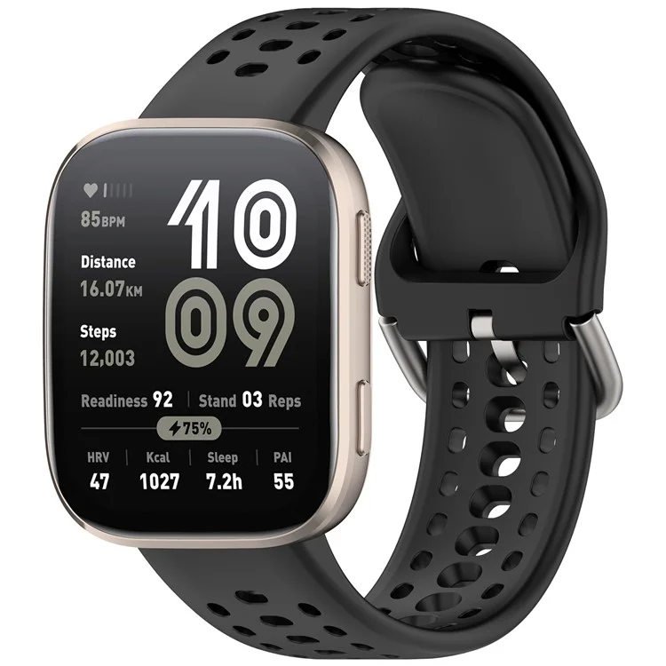 For Huami Amazfit Bip 6 (A2435) Silicone Strap Multi Hole Design Smart Watch Band - Black