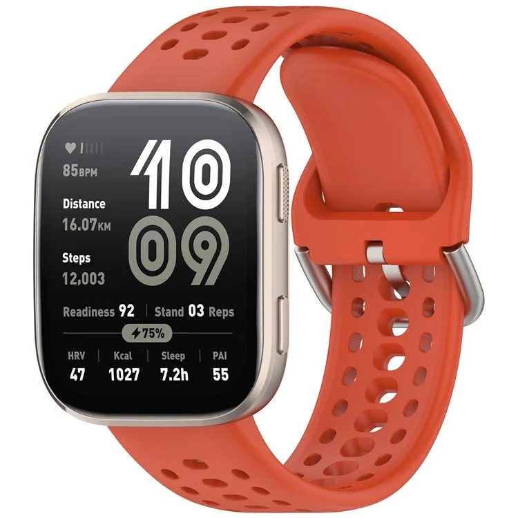 For Huami Amazfit Bip 6 (A2435) Silicone Strap Multi Hole Design Smart Watch Band - Red