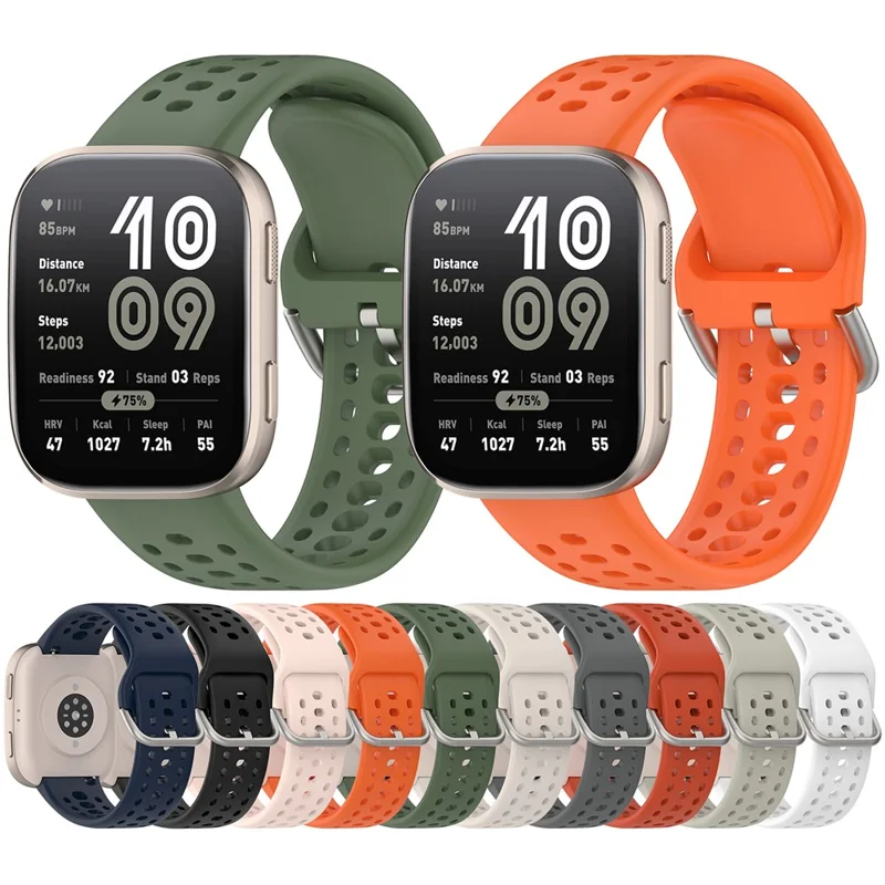 For Huami Amazfit Bip 6 (A2435) Silicone Strap Multi Hole Design Smart Watch Band - Starlight