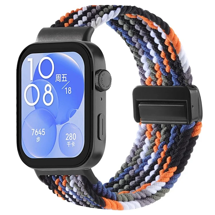 Replacement Strap for Huawei Watch Fit 4 Pro / 4 / 3 Nylon Braided Watch Band with Magnetic Buckle (Metal Joint) - Cowboy