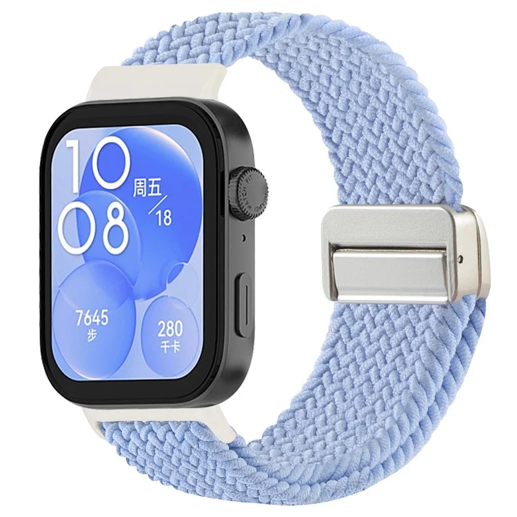 Replacement Strap for Huawei Watch Fit 4 Pro / 4 / 3 Nylon Braided Watch Band with Magnetic Buckle (Metal Joint) - Blue