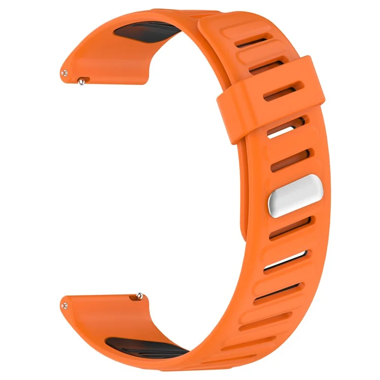 22mm Silicone Strap for Huawei Watch GT 5 46mm / Samsung Galaxy Watch3 45mm Dual Color Watch Band Tilted Hole Design - Orange / Black