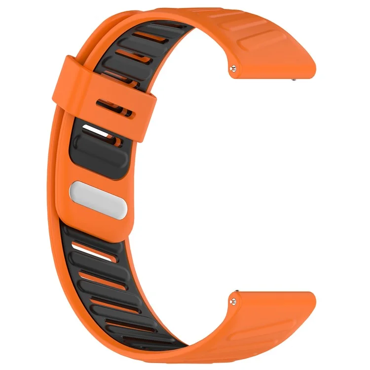 22mm Silicone Strap for Huawei Watch GT 5 46mm / Samsung Galaxy Watch3 45mm Dual Color Watch Band Tilted Hole Design - Orange / Black