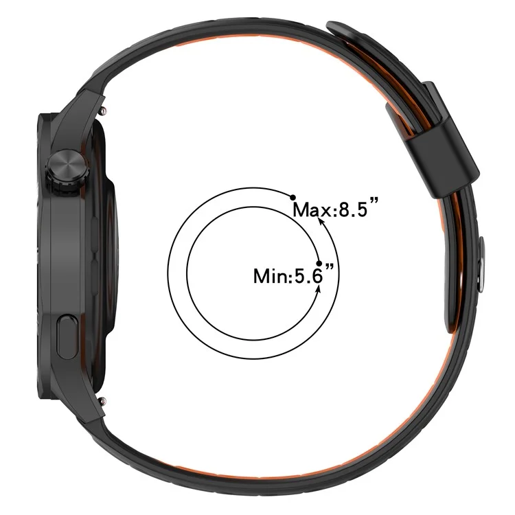 22mm Silicone Strap for Huawei Watch GT 5 46mm / Samsung Galaxy Watch3 45mm Dual Color Watch Band Tilted Hole Design - Orange / Black