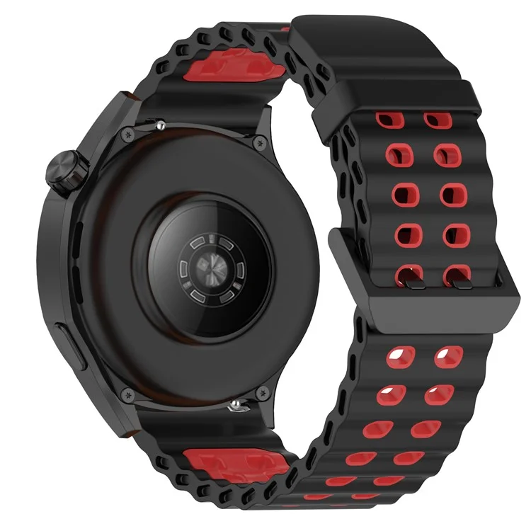 22mm Watch Band for for Huawei Watch GT 5 46mm / Samsung Galaxy Watch3 45mm Dual Color Silicone Strap - Black / Red