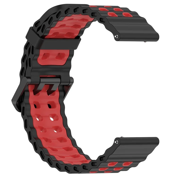 22mm Watch Band for for Huawei Watch GT 5 46mm / Samsung Galaxy Watch3 45mm Dual Color Silicone Strap - Black / Red